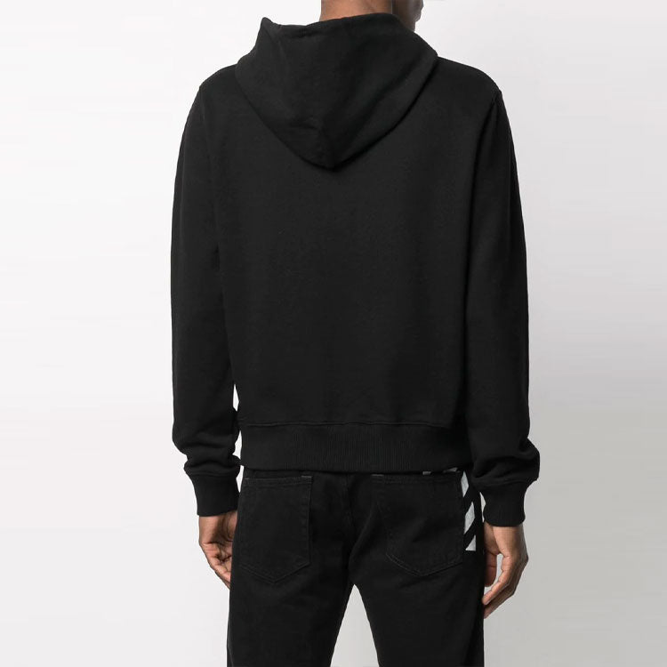 Men's Off-White FW21 Logo Drawstring Pullover Loose Fit Black OMBB034S21FLE0011001