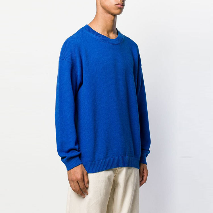 Men's KENZO Solid Color Round Neck Long Sleeves Pullover Blue F965PU2043BA-70