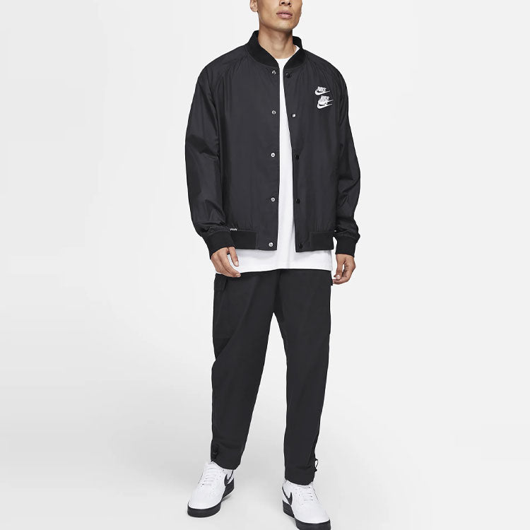 Nike Alphabet Logo Printing Woven Casual Jacket Black DA0648-010