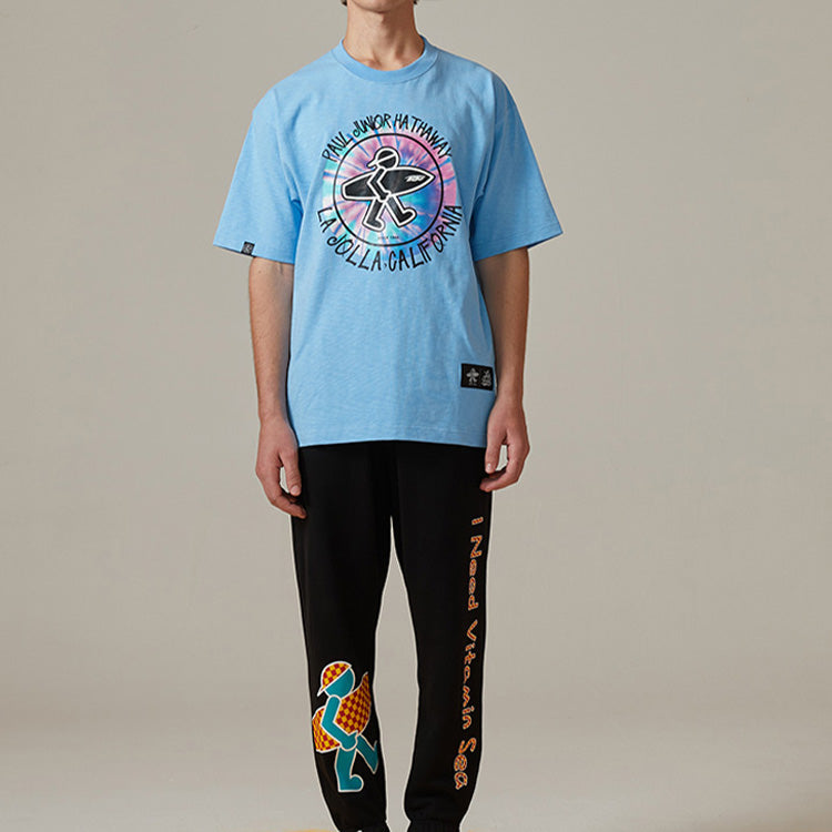 PJ's Vigor Multi-Color Pattern Printing Short Sleeve Unisex Blue 20SSTS10204-P