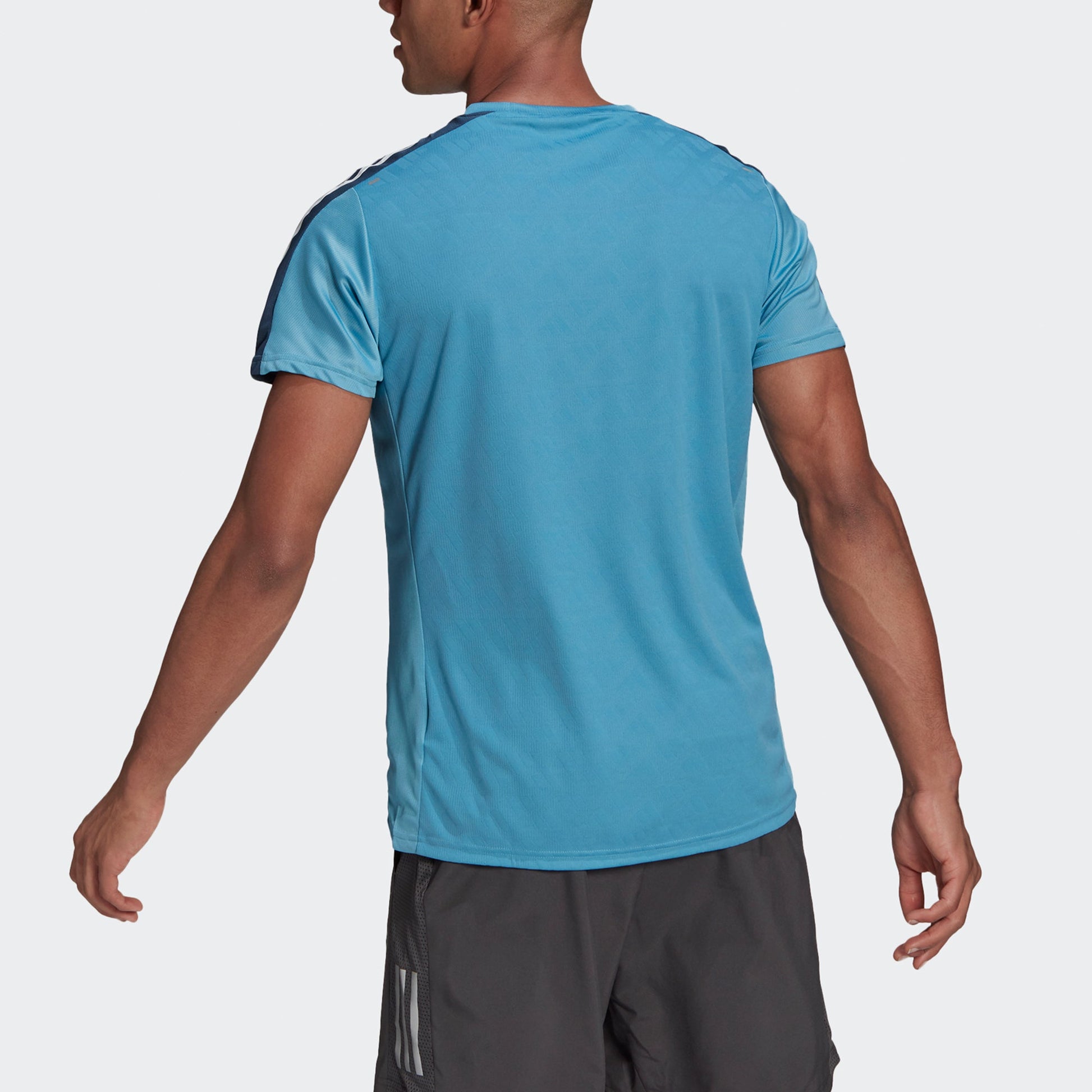 adidas Own The Run Tee Running Sports Round Neck Short Sleeve Blue GM6003