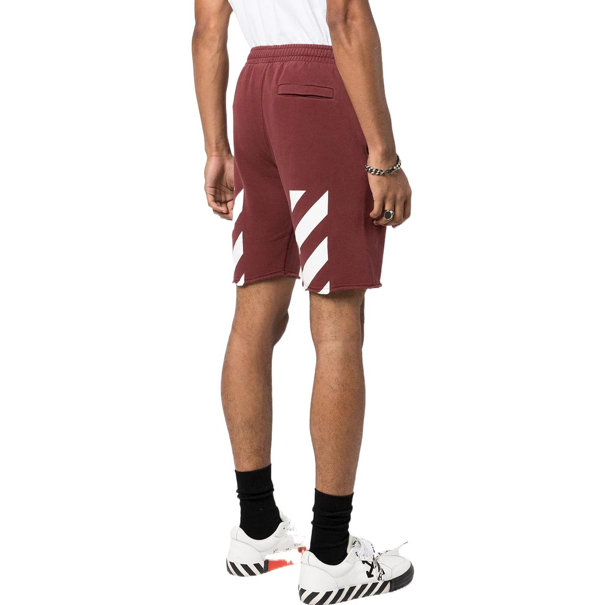 Off-White Diag Helvetica Sweatshort 'Barolo' OMCI006F22FLE0012801