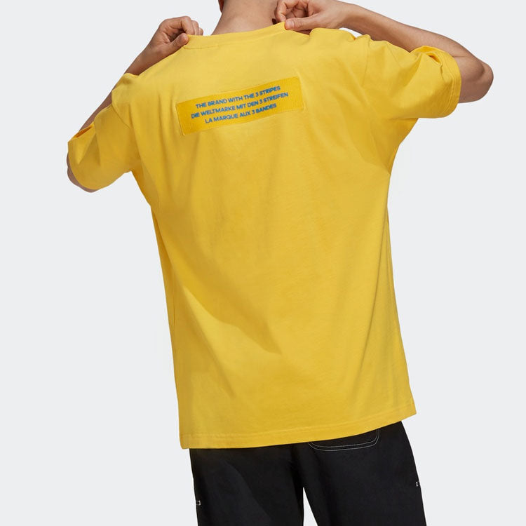 adidas originals Big Trfl Tee Casual Sports Round Neck Short Sleeve Yellow H09345