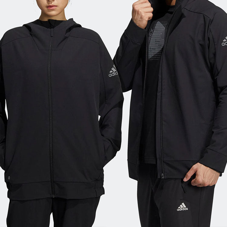 adidas Athleisure Casual Sports Hooded Jacket Couple Style Black HE5265