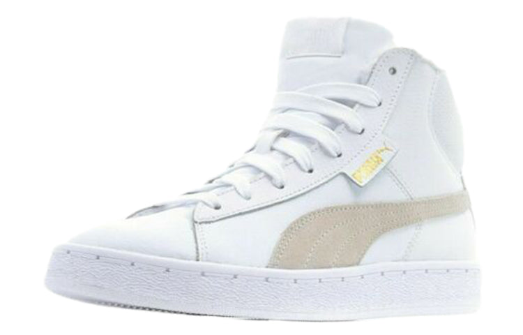 PUMA Mid Leather Fur Lined Cozy Stay Warm Mid-Top Casual Skate Shoes Unisex White Fleece Lined 364977-02