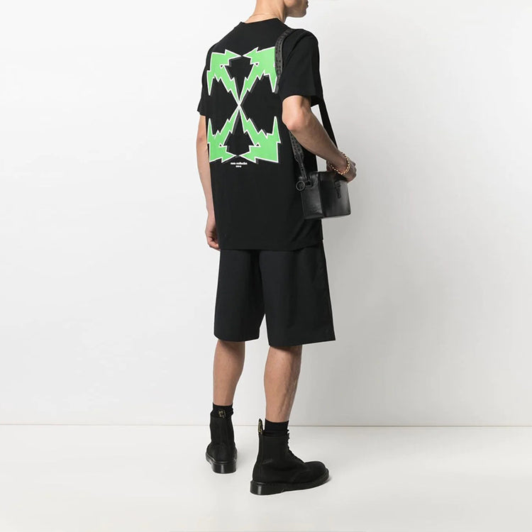 Off-White SS21 Bolt Arrows Printing Short Sleeve Round Neck Pullover Ordinary Version Black OMAA027S21JER0121055