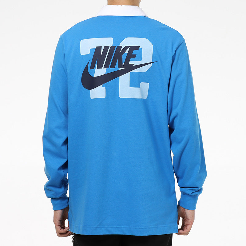 Nike Sportswear Sports Printing Knit Long Sleeves Polo Shirt Blue DD6180-435