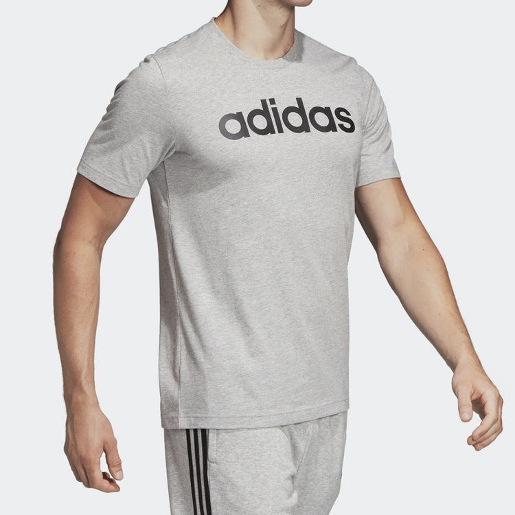 Men's adidas Lin Tee Sports Stylish Alphabet Medium hemp grey T-Shirt DU0409