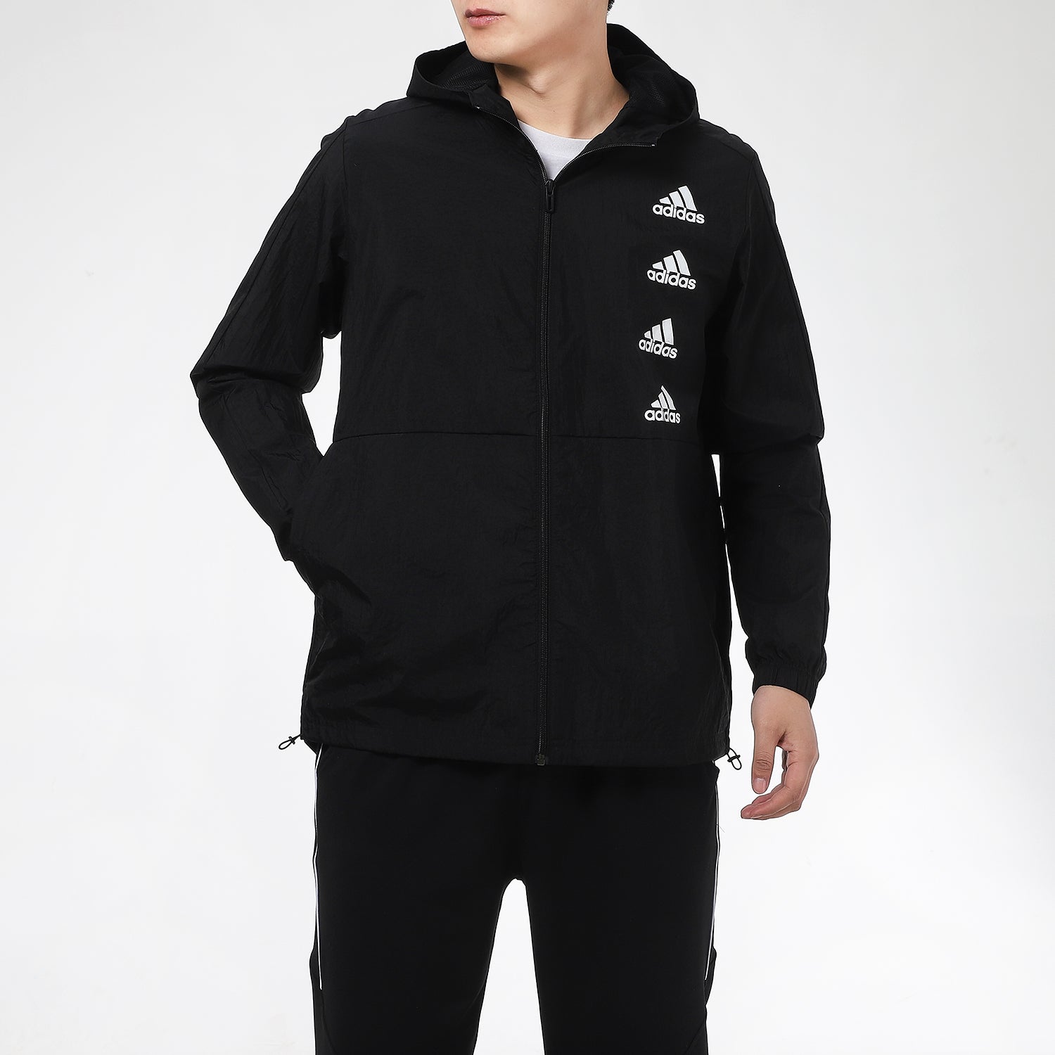 adidas Sports Running Training Woven Hooded Jacket Men Black GK9370