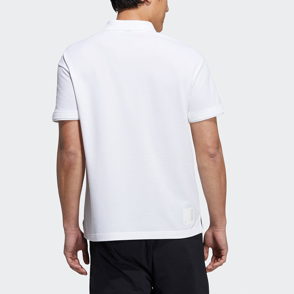Men's adidas Wj Casual Sports Breathable Double Buttons Short Sleeve White Polo Shirt H39323