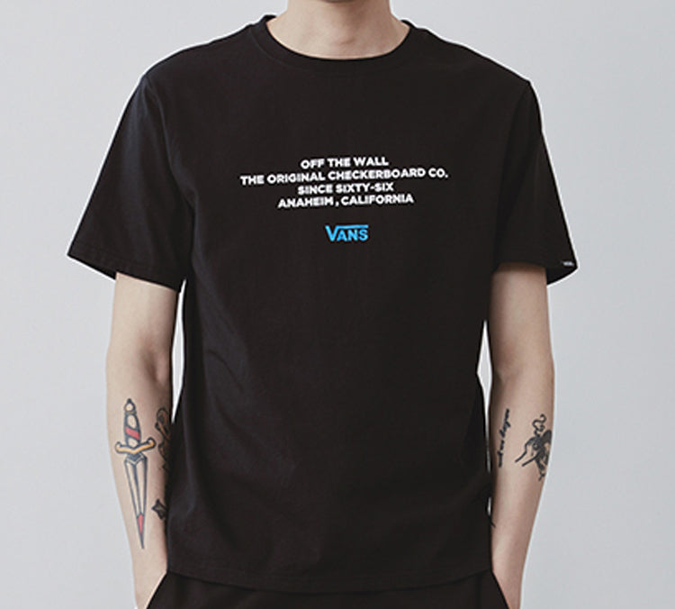 Vans Alphabet Printing Athleisure Casual Sports Short Sleeve Couple Style Black VN0A4P4OBLK
