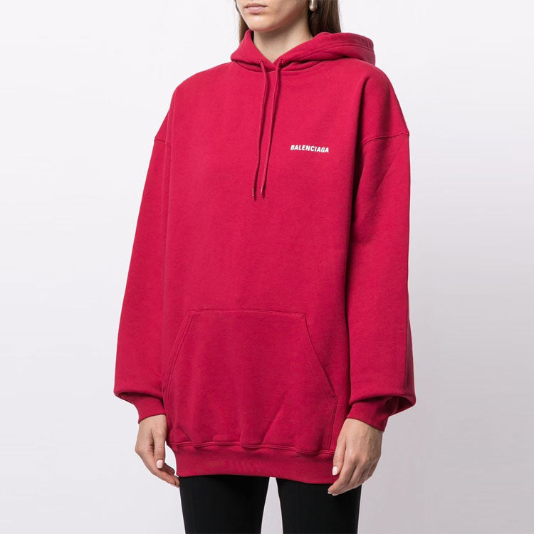 (WMNS) Balenciaga SS21 Logo Medium Fit Hoodie 'Red' 578135TIV846295