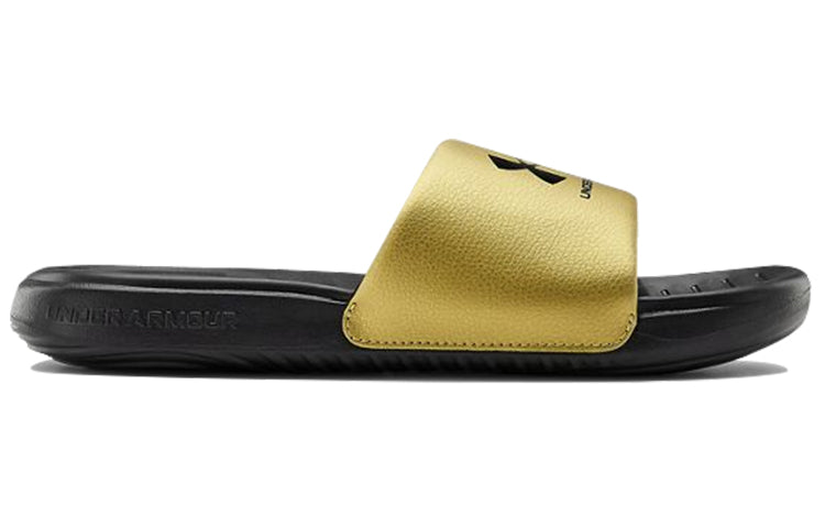 (WMNS) Under Armour Ansa Fixed Slides 'Black Metallic Gold' 3023772-006