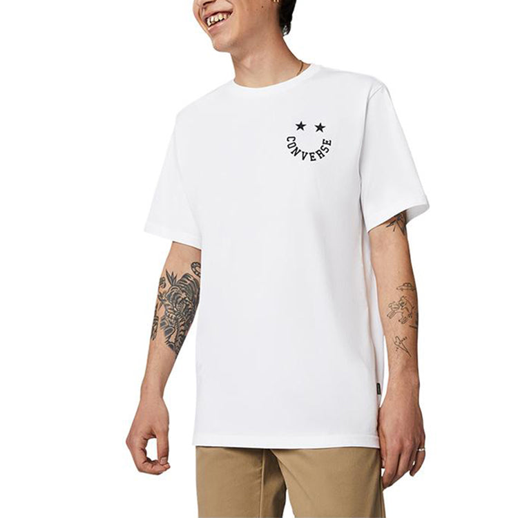 Men's Converse Smiling Face Pattern Sports Short Sleeve White 10018859-102