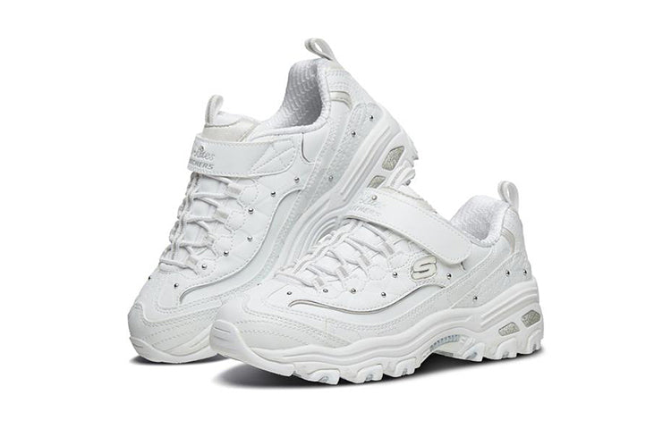 (GS) Skechers D'Lites 1.0 'White Silver' 664126L-WSL
