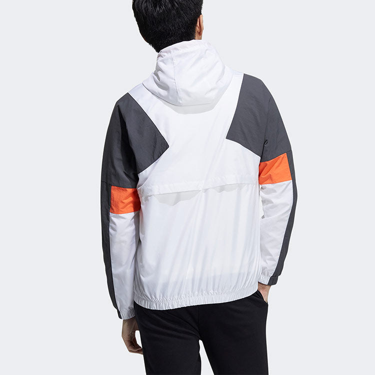 adidas neo Outdoor Sports Windproof Woven hooded Logo Jacket White Gray Colorblock GP5686