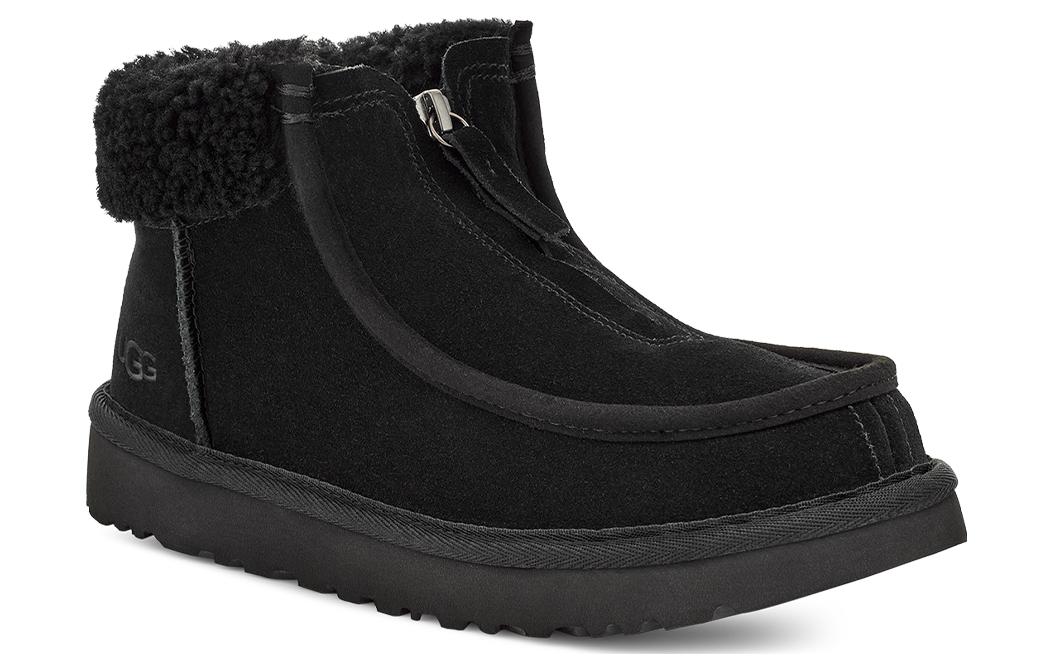 (WMNS) UGG Funkarra Suede Fur Collar Zip 'Black' 1143955-BLK