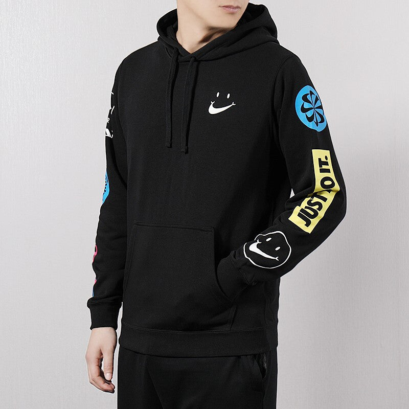 Nike Smiling Face Printing hooded Pullover Sports Black CI1975-010