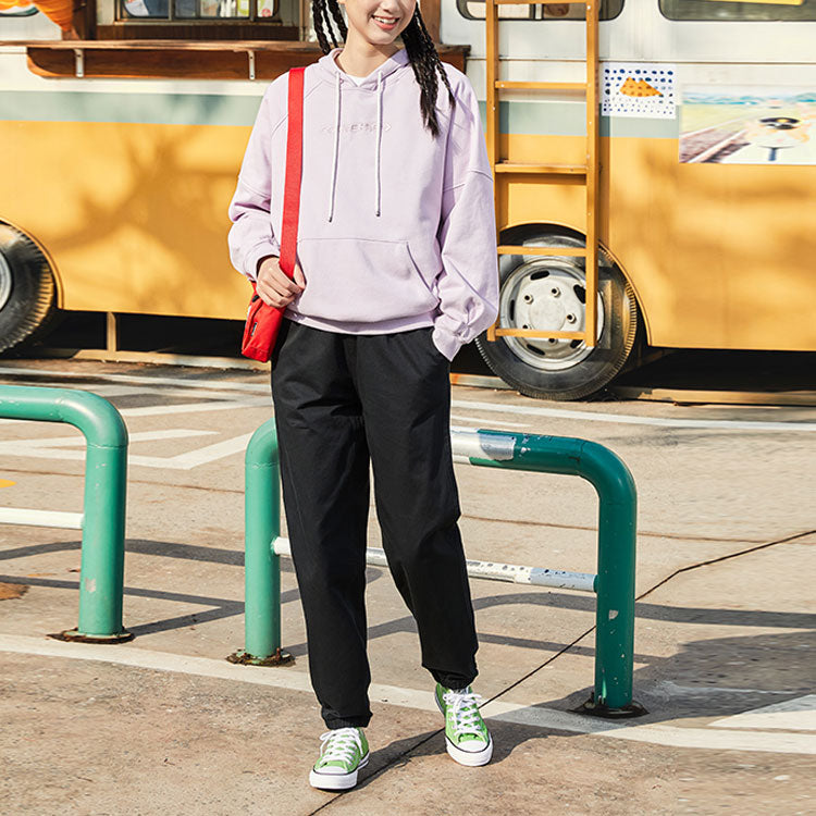 (WMNS) Converse Logo Embroidery Knitting Hoodie Purple 10023945-A03