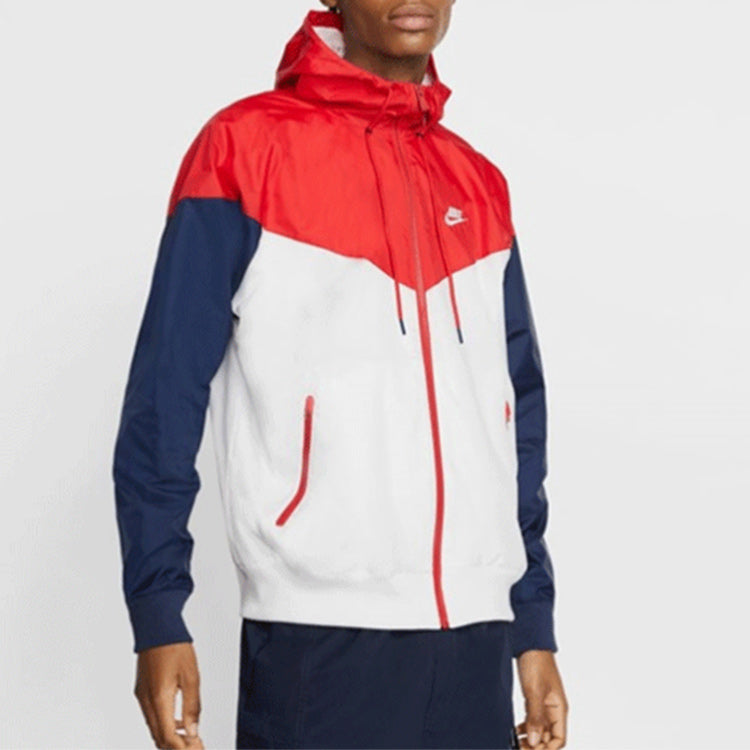 Nike Sportswear Windrunner Colorblock Hooded Jacket Red White AR2192-104