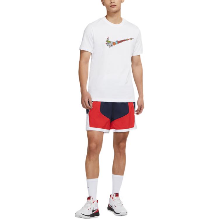 Nike Cartoon Pattern Large Logo Printing Round Neck Casual Short Sleeve White DR1288-100