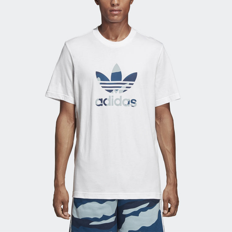 adidas originals Camouflage Logo Printing Short Sleeve White DX3676