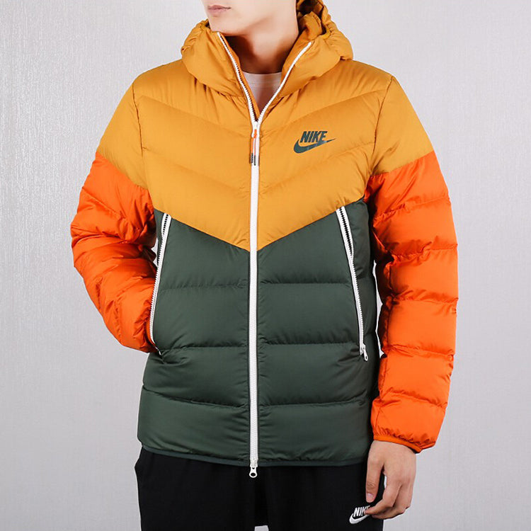 Nike Casual Sports Splicing Contrasting Colors hooded down Jacket 'Yellow Green' CU0226-727