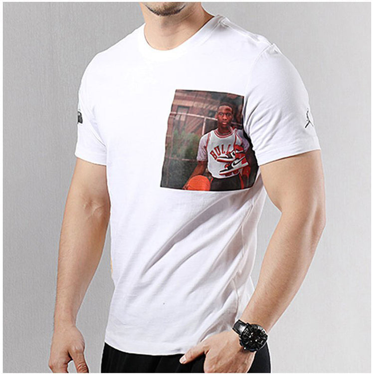Air Jordan Round Neck Printing Pattern Casual Sports Basketball Short Sleeve White AO0646-100
