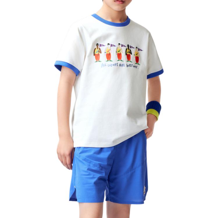 (GS) ASICS Casual Print T-shirt 'White Blue' 332241173039-10
