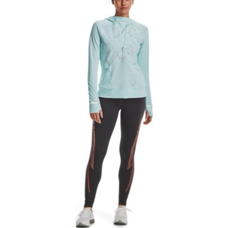 (WMNS) Under Armour OutRun The Cold Hooded 1/2 Zip Top 'Fuse Teal' 1373206-469