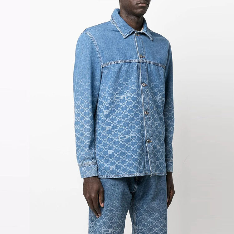 Off-White Gradient Denim Long Sleeves Shirt Blue OMYD040S22DEN0024901