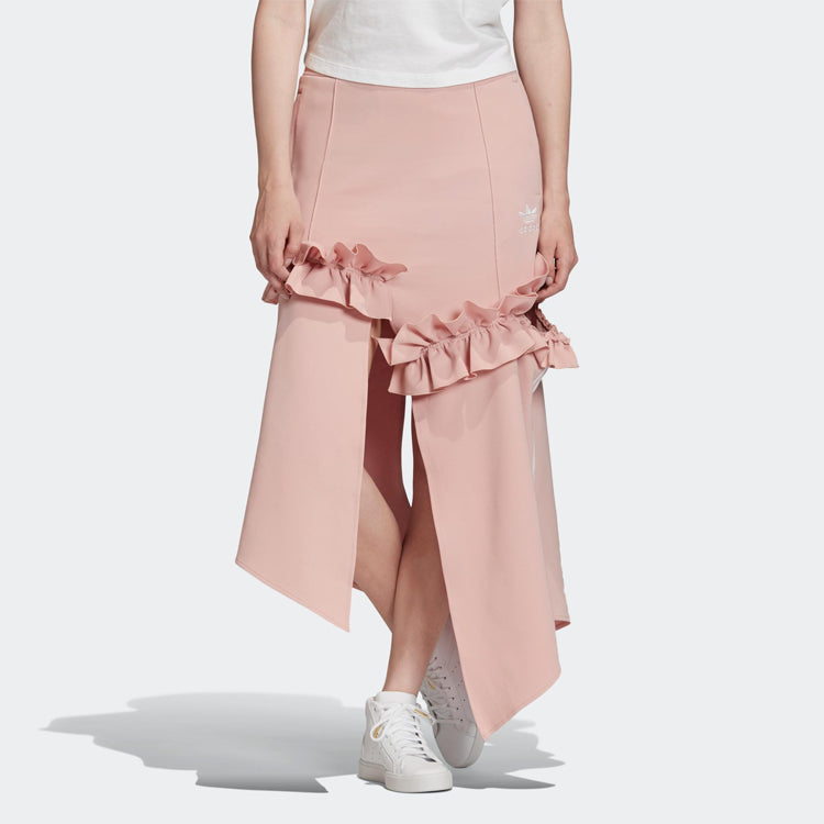 (WMNS) adidas Originals x J KOO 3 Stripe Trefoil Ruffle Skirt 'Maroon Pink' FT9902