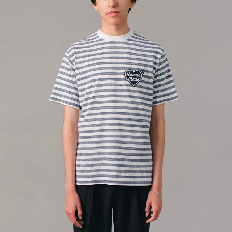 HUMAN MADE Stripe Love Logo Short Sleeve Unisex Navy Blue HM19CS025