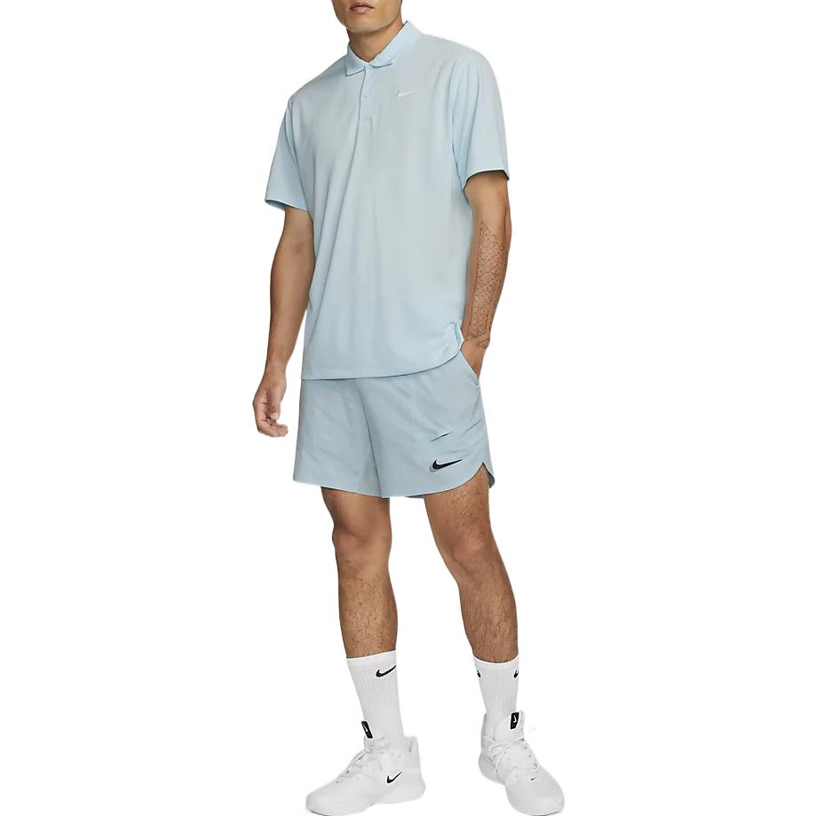 Men's Nike Lapel Solid Color Pullover Short Sleeve Glacier Blue Polo Shirt DH0858-474