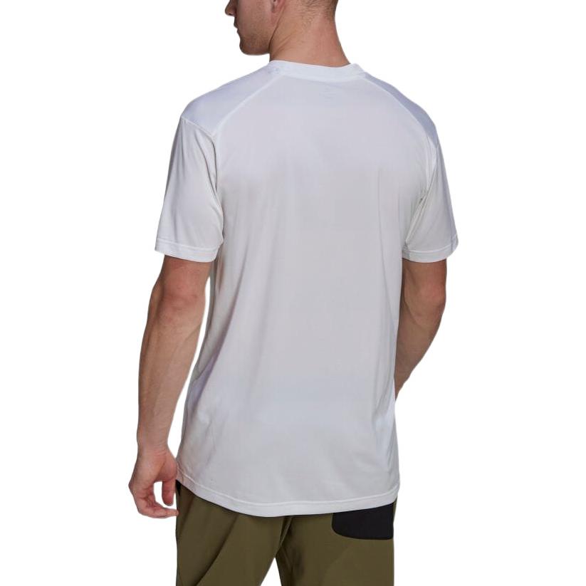 Men's adidas Solid Color Logo Round Neck Pullover Short Sleeve White T-Shirt H53383