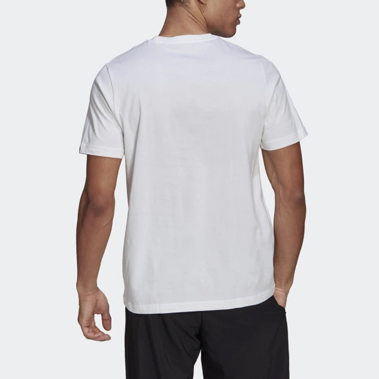 adidas Rubber Strap Logo Printing Sports Round Neck Short Sleeve White GL3700