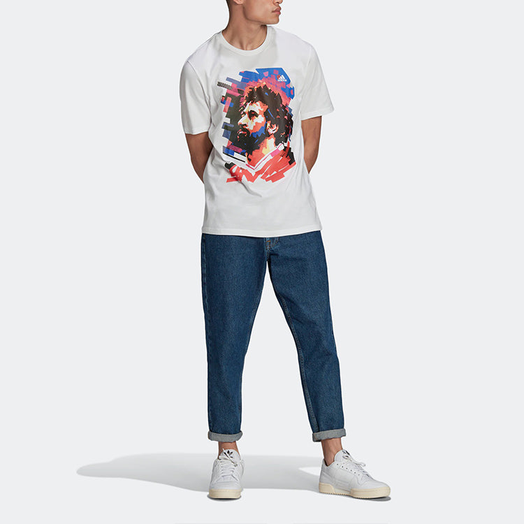 adidas M Salah G T Portrait Alphabet Numeric Printing Soccer/Football Sports Short Sleeve White HA0937