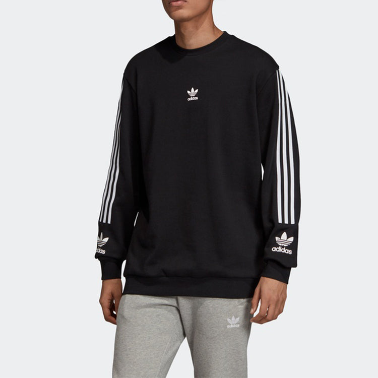 adidas originals Adicllu Crew Logo Printing Sports Round Neck Pullover Black FL8919