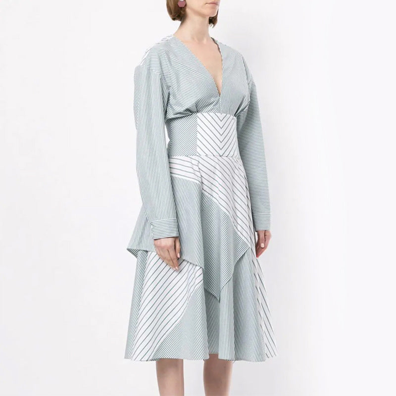 (WMNS) Off-White Stripe Tight Waist Cozy A Creamy White Dress OWDB123R19A550749943