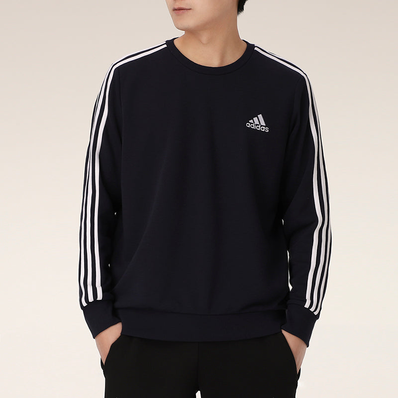adidas Casual Sports Round Neck Stripe Pullover Dark Blue GK9079