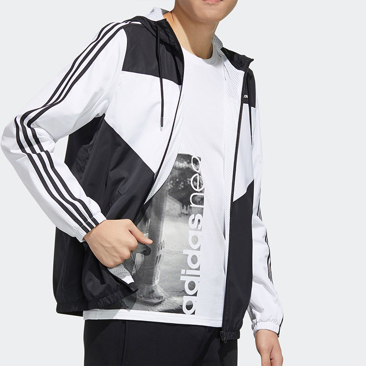 adidas neo Side Stripe Casual Sports Jacket Black FU1058