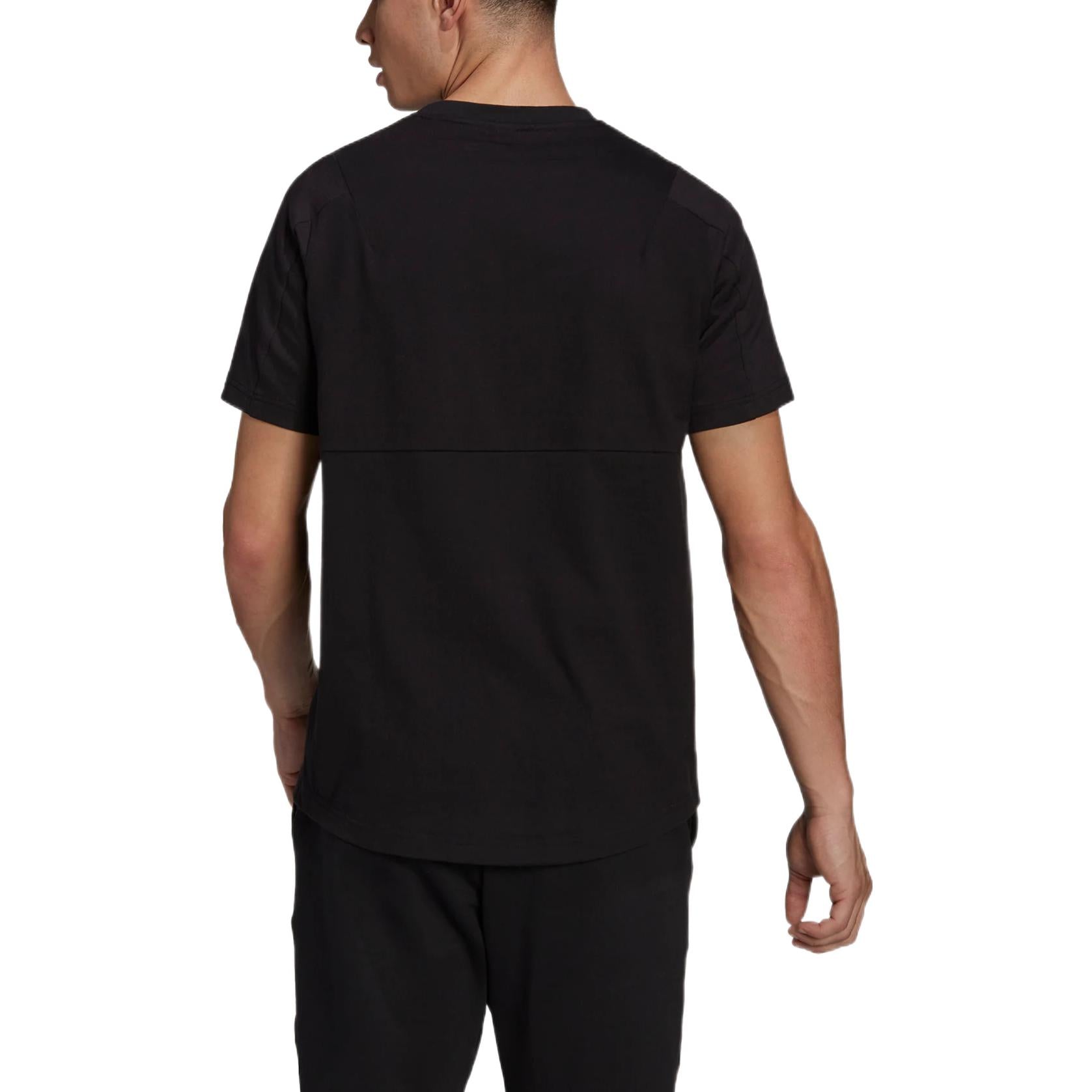 adidas Solid Color Logo Micro Mark Casual Sports Short Sleeve Black HE2238