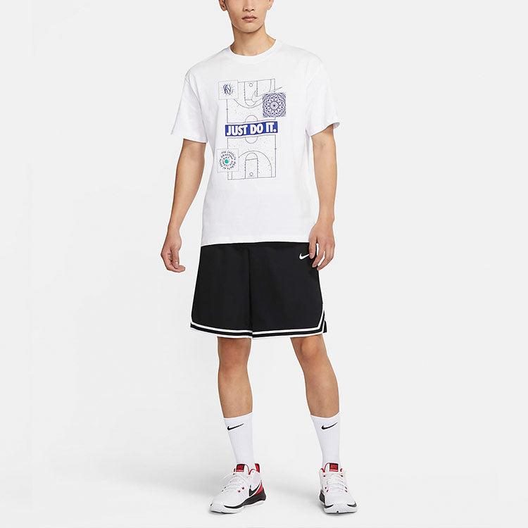 Nike Just Do It Basketball Sports Printing Short Sleeve White DD0810-100
