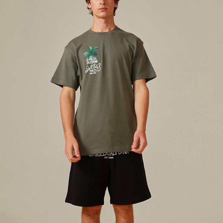PJs Vigor Pattern Printing Cotton Short Sleeve Unisex Gray 20SSTS10232-P
