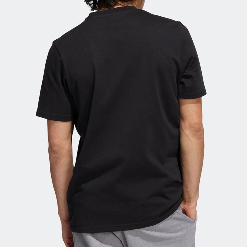 Men's adidas Minimalistic Alphabet Large Logo Printing Athleisure Casual Sports Round Neck Short Sleeve Black T-Shirt IB9430
