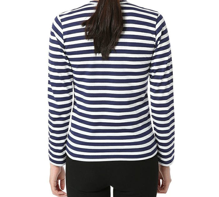 (WMNS) COMME des GARCONS PLAY Stripe Small Logo Long Sleeves Tee 'Blue White' AZ-T009-051-1