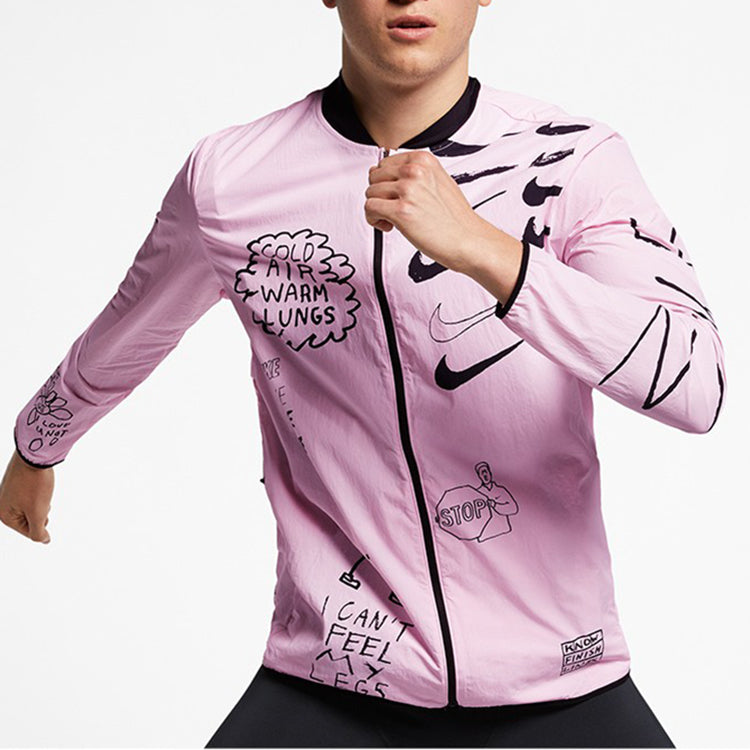 Nike Graffiti Printing Running Jacket Pink AJ7760-663