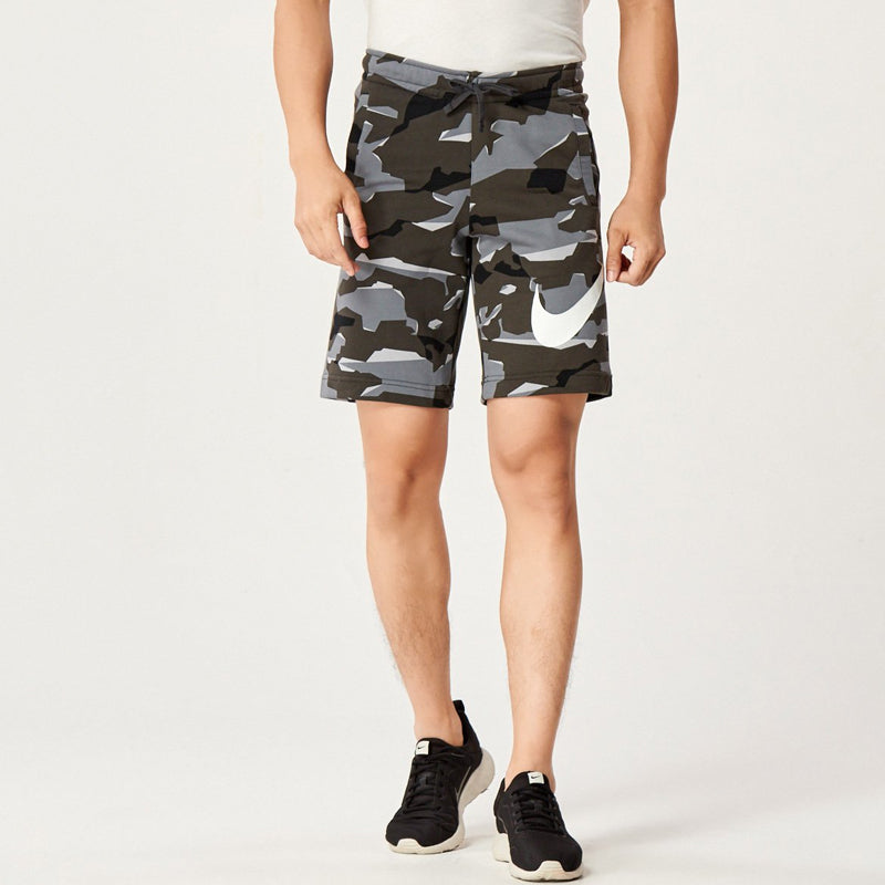 Nike Large Logo Printing Drawstring Shorts Gray Camouflage AQ0603-065
