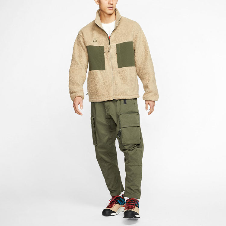 Nike ACG Sports Stay Warm Contrasting Colors Pocket Stand Collar Fleece Jacket Yellowbrown CT2950-247