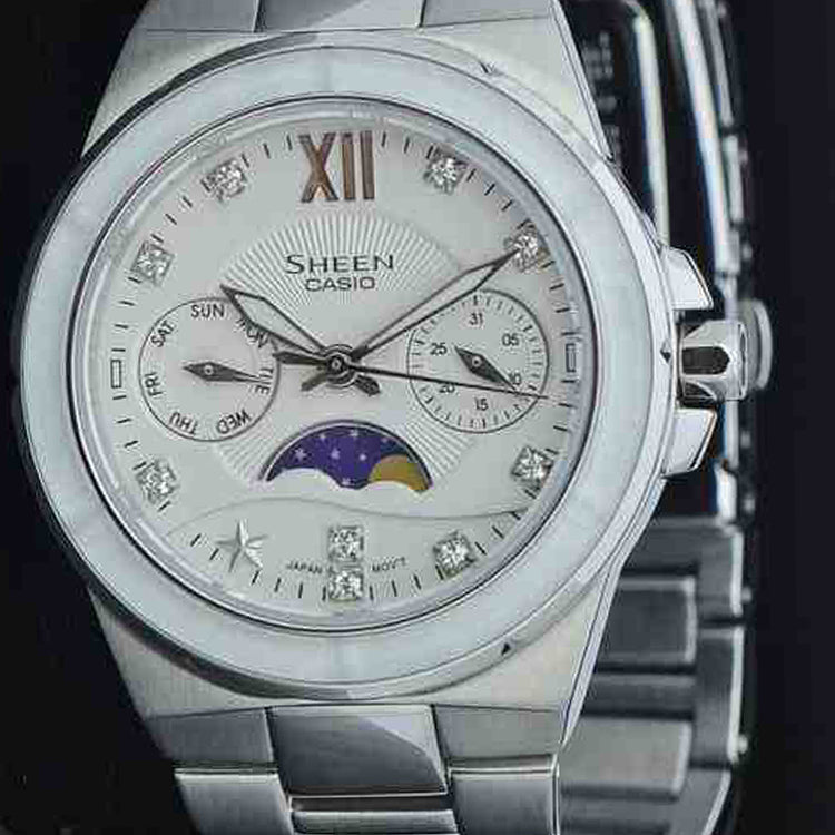CASIO SHEEN Series Waterproof Silver/ Sports White Analog SHE-3500D-7A